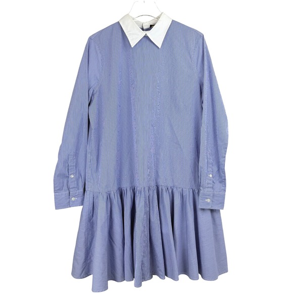 NEW Polo Ralph Lauren MARJORIE Summer Poplin Drop Waist Dress 12 COLLARED PREPPY - Picture 2 of 12